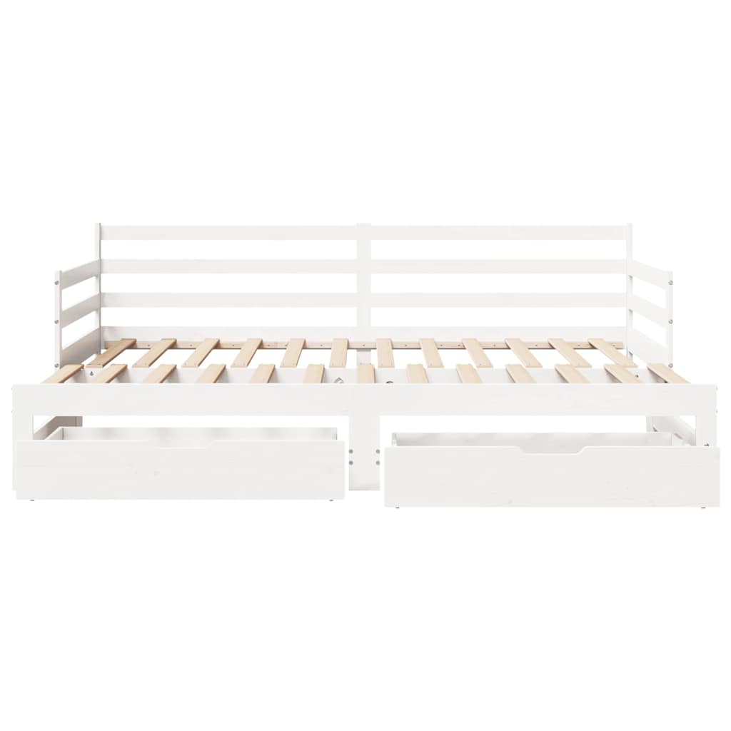 Daybed with Trundle and Drawers without Mattress White 90x200 cm