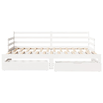 Daybed with Trundle and Drawers without Mattress White 90x200 cm