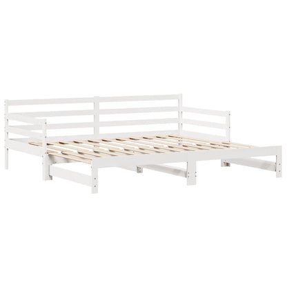 Daybed with Trundle and Drawers without Mattress White 90x200 cm