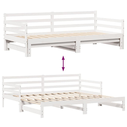 Daybed with Trundle and Drawers without Mattress White 90x200 cm