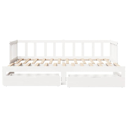 Daybed with Trundle and Drawers without Mattress White 80x200 cm