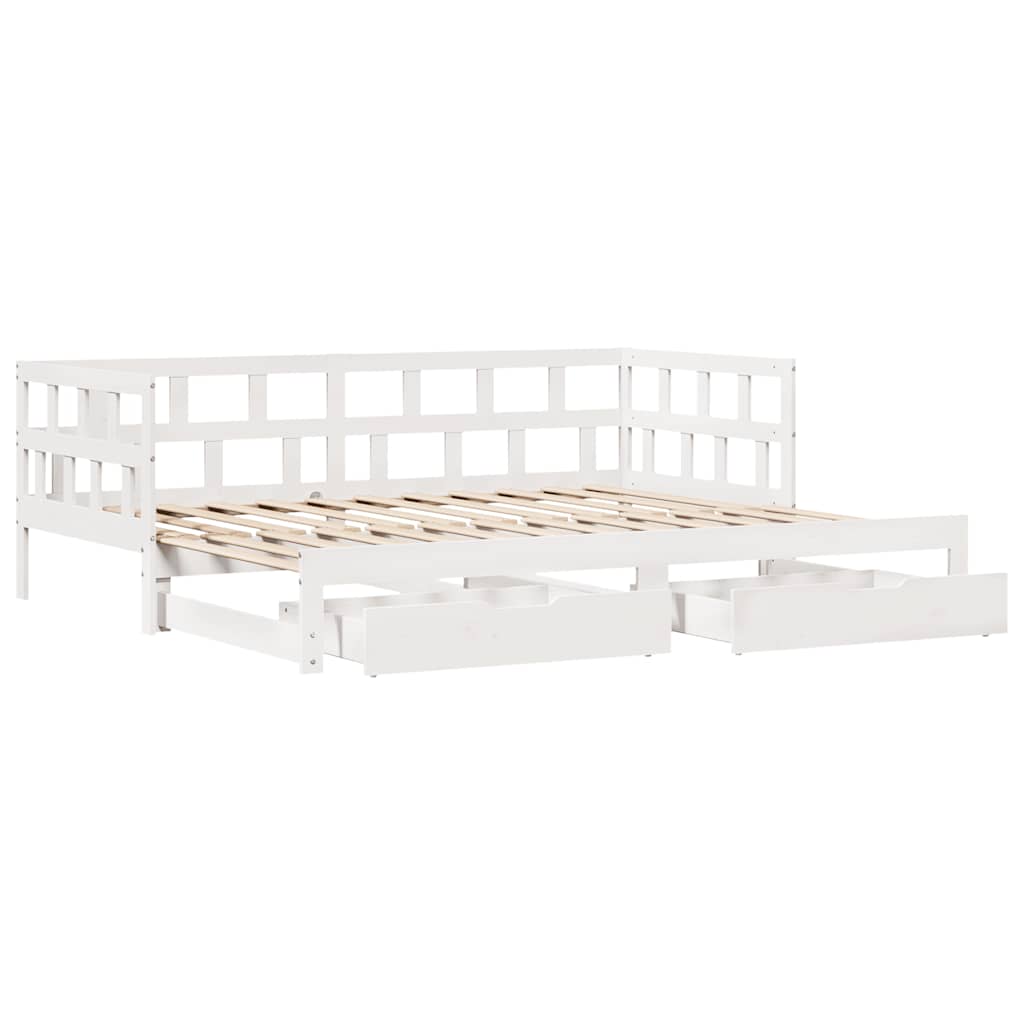 Daybed with Trundle and Drawers without Mattress White 80x200 cm