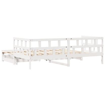 Daybed with Trundle and Drawers without Mattress White 90x190 cm Single