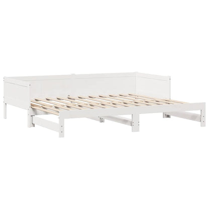 Daybed with Trundle and Drawers without Mattress White 90x190 cm Single