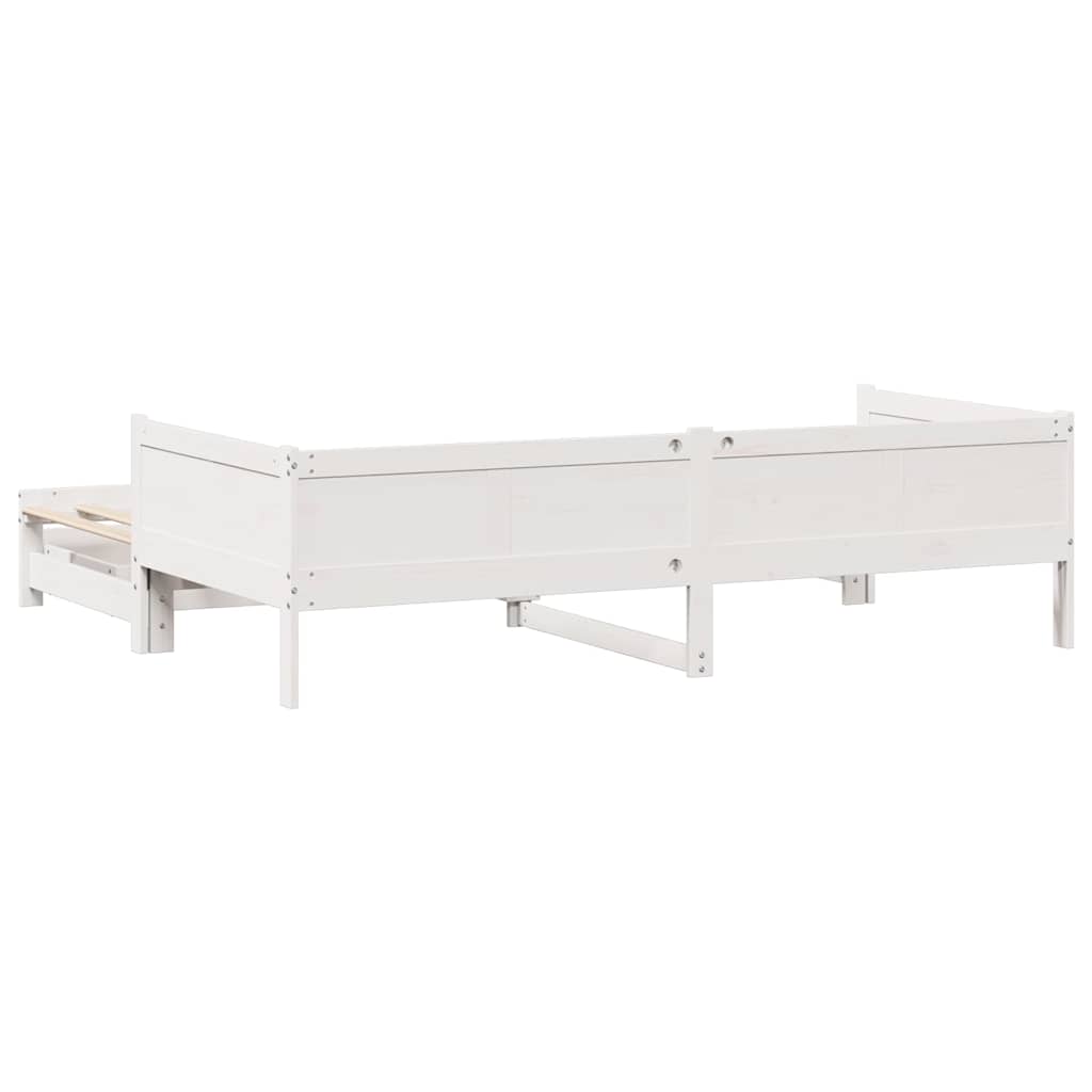 Daybed with Trundle and Drawers without Mattress White 90x190 cm Single