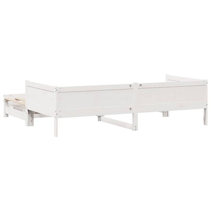 Daybed with Trundle and Drawers without Mattress White 90x190 cm Single