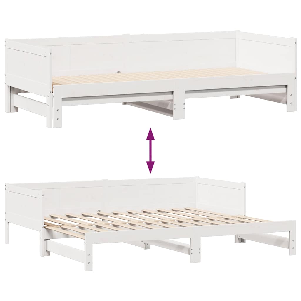 Daybed with Trundle and Drawers without Mattress White 90x190 cm Single