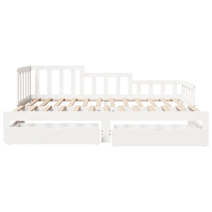 Daybed with Trundle and Drawers without Mattress White 90x190 cm Single