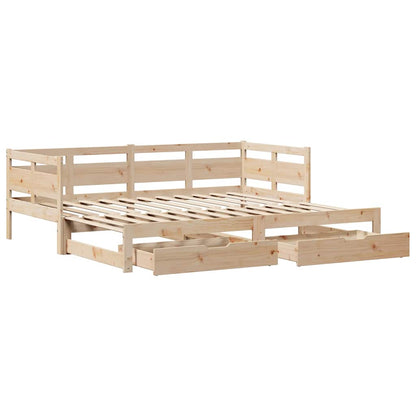 Daybed with Trundle and Drawers without Mattress 80x200 cm