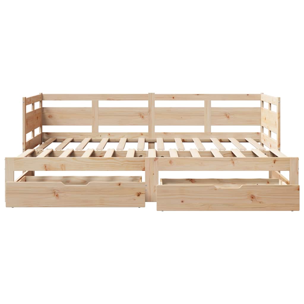 Daybed with Trundle and Drawers without Mattress 80x200 cm