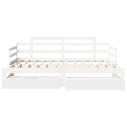 Daybed with Trundle and Drawers without Mattress White 90x200 cm