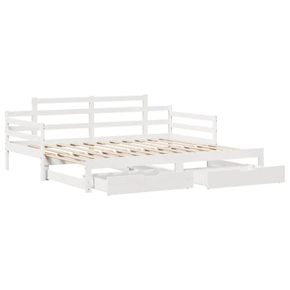 Daybed with Trundle and Drawers without Mattress White 80x200 cm