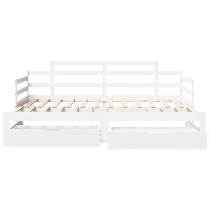 Daybed with Trundle and Drawers without Mattress White 80x200 cm