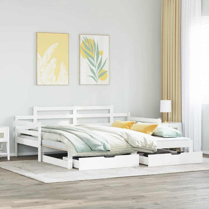 Daybed with Trundle and Drawers without Mattress White 80x200 cm