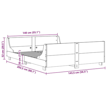 Bed Frame without Mattress 140x200 cm Solid Wood Pine