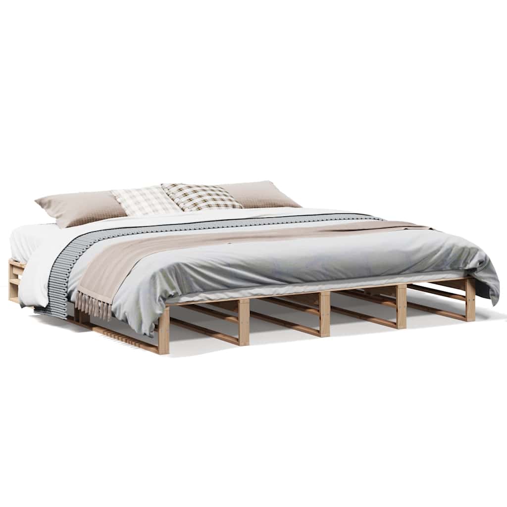 Bed Frame without Mattress 200x200 cm Solid Wood Pine