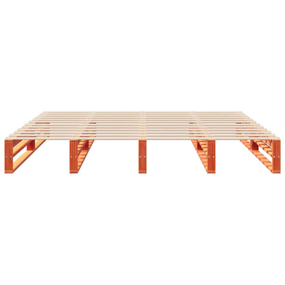 Bed Frame without Mattress Wax Brown 200x200 cm Solid Wood Pine
