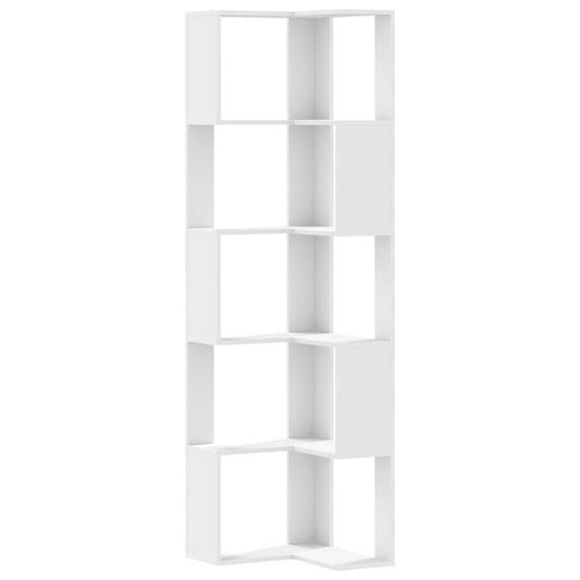 Corner Bookcase 5-Tier White 50x50x179 cm Engineered Wood