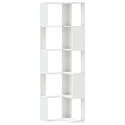 Corner Bookcase 5-Tier White 50x50x179 cm Engineered Wood