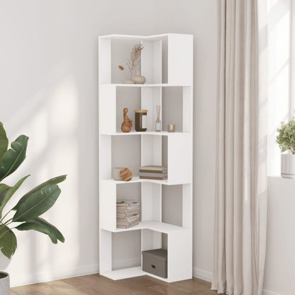 Corner Bookcase 5-Tier White 50x50x179 cm Engineered Wood