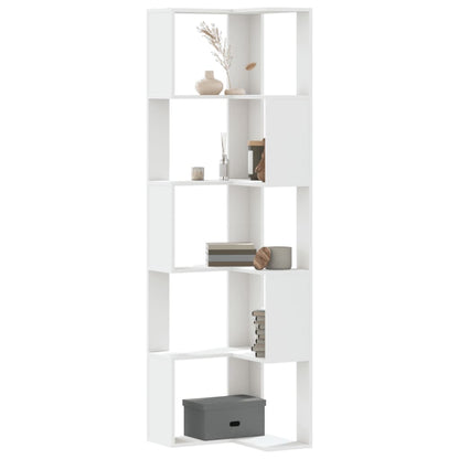Corner Bookcase 5-Tier White 50x50x179 cm Engineered Wood