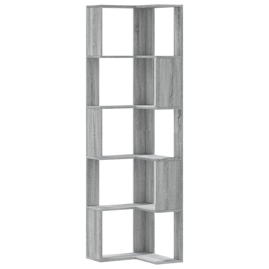 Corner Bookcase 5-Tier Grey Sonoma 50x50x179 cm Engineered Wood