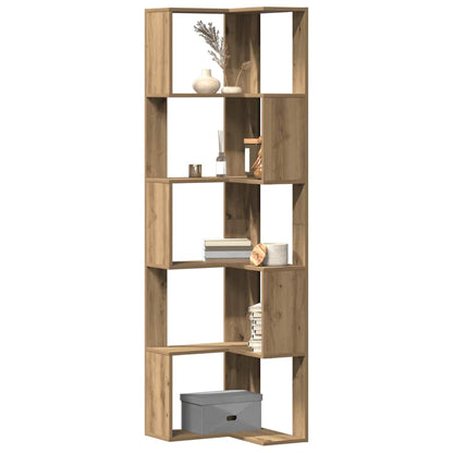 Corner Bookcase 5-Tier Artisian Oak 50x50x179cm Engineered Wood