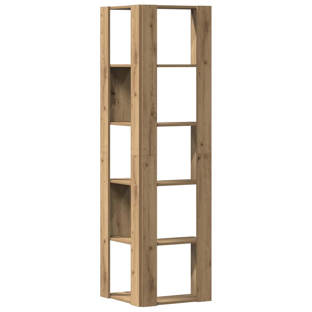 Corner Bookcase 5-Tier Artisian Oak 50x50x179cm Engineered Wood