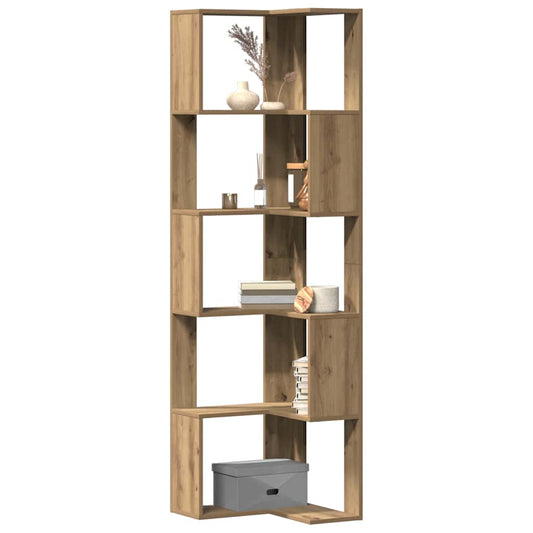Corner Bookcase 5-Tier Artisian Oak 50x50x179 cm Engineered Wood