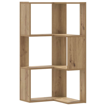 Corner Bookcase 3-Tier Artisian Oak 50x50x102 cm Engineered Wood