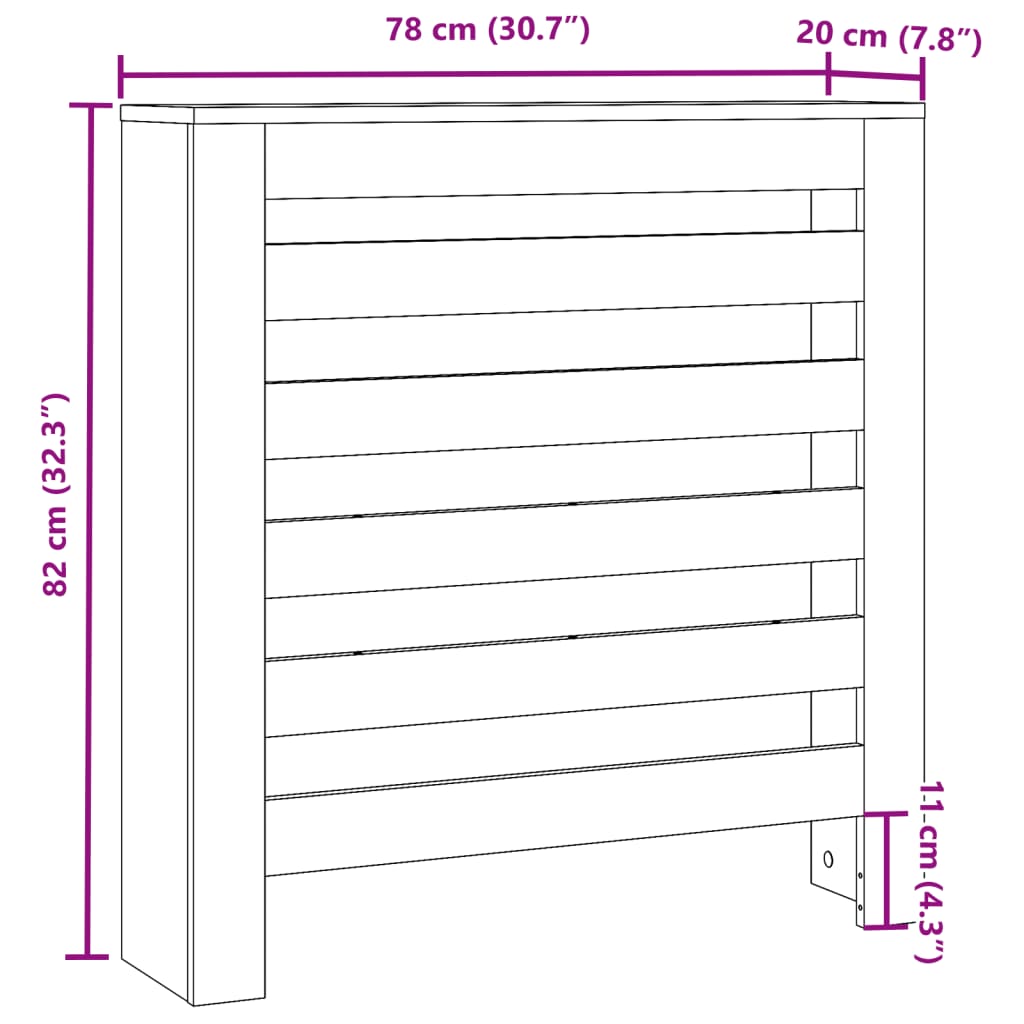 Radiator Cover Old Wood 78x20x82 cm Engineered Wood