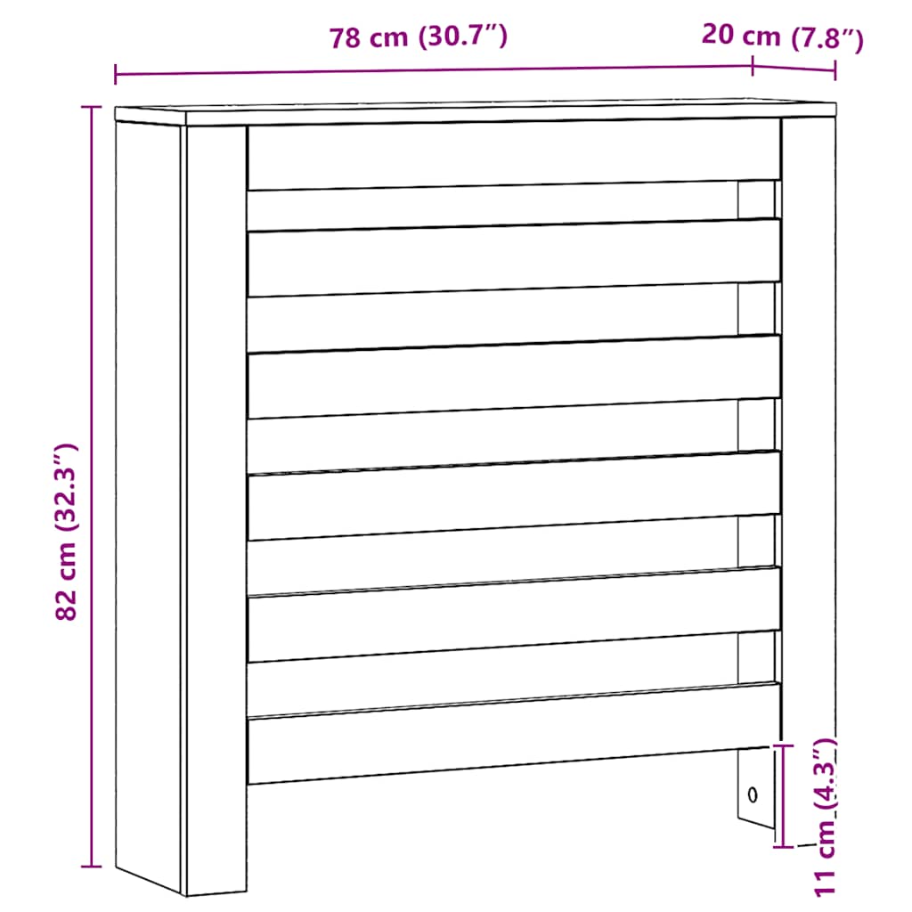 Radiator Cover Artisian Oak 78x20x82 cm Engineered Wood