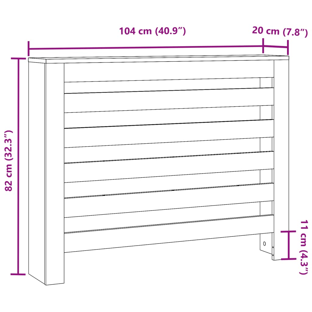 Radiator Cover Smoked Oak 104 x 20 x 82 cm Engineered Wood
