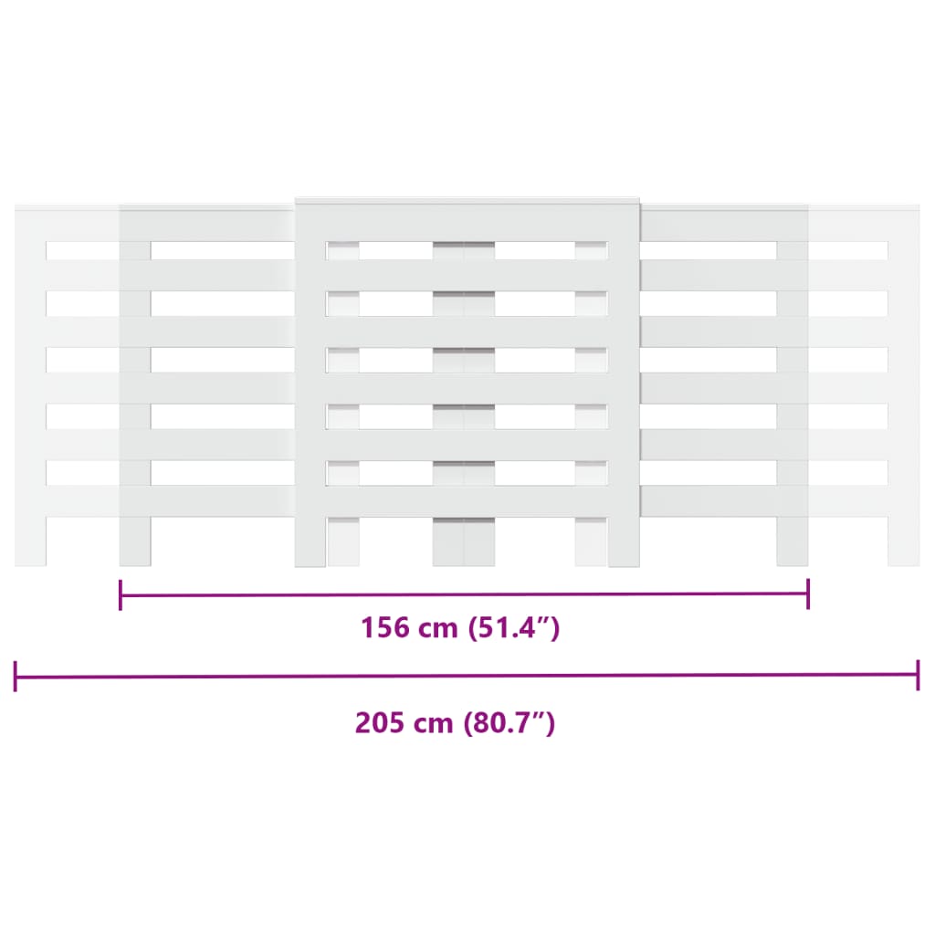 Radiator Cover White 205 x 21.5 x 83.5 cm Engineered Wood