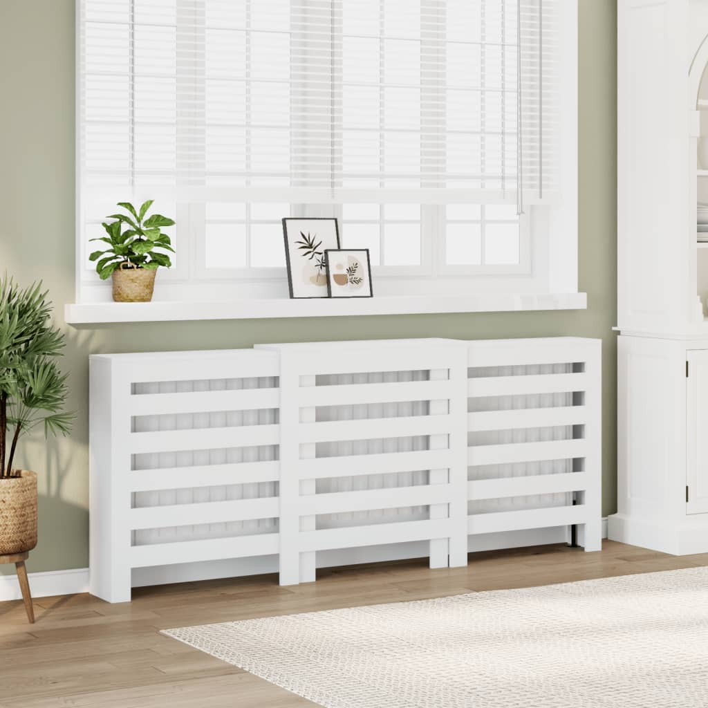 Radiator Cover White 205 x 21.5 x 83.5 cm Engineered Wood