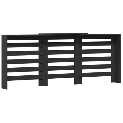 Radiator Cover Black 205 x 21.5 x 83.5 cm Engineered Wood