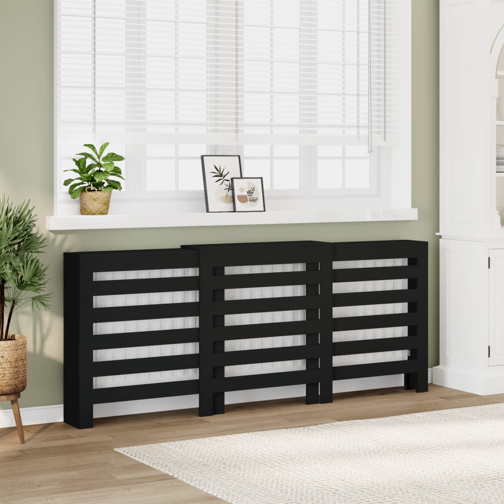 Radiator Cover Black 205 x 21.5 x 83.5 cm Engineered Wood