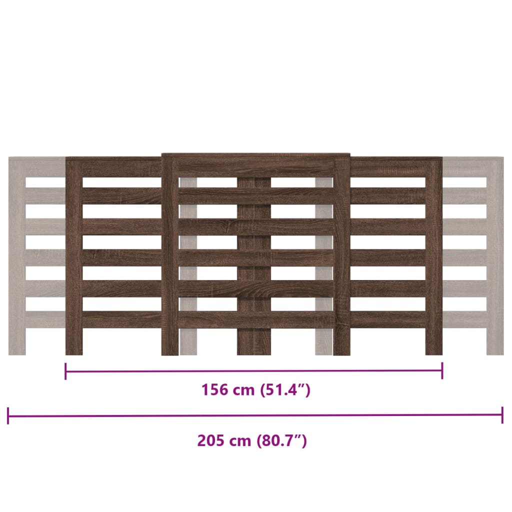 Radiator Cover Brown Oak 205x21.5x83.5 cm Engineered Wood