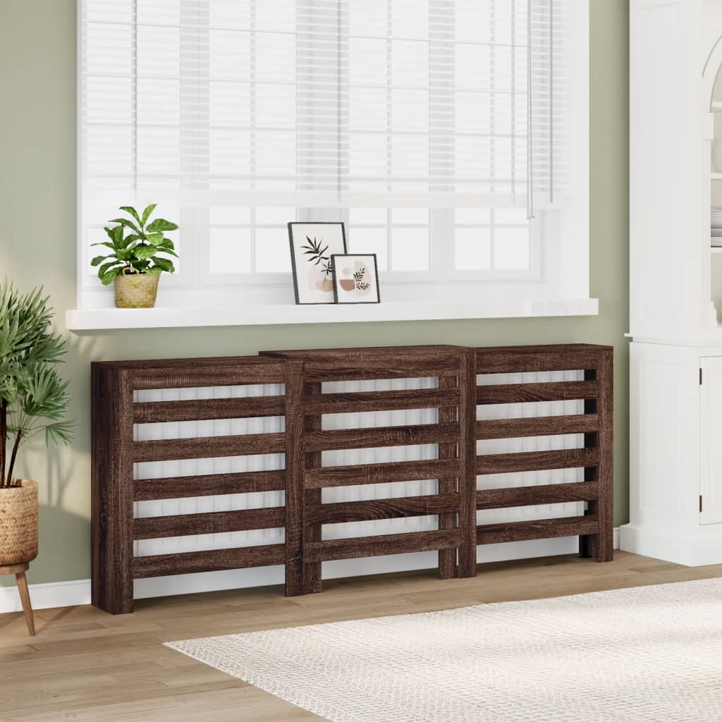 Radiator Cover Brown Oak 205 x 21.5 x 83.5 cm Engineered Wood