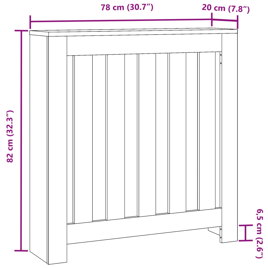 Radiator Cover Black 78 x 20 x 82 cm Engineered Wood
