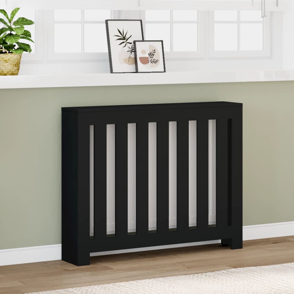 Radiator Cover Black 104 x 20 x 82 cm Engineered Wood