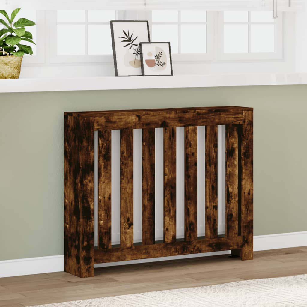 Radiator Cover Smoked Oak 104x20x82 cm Engineered Wood