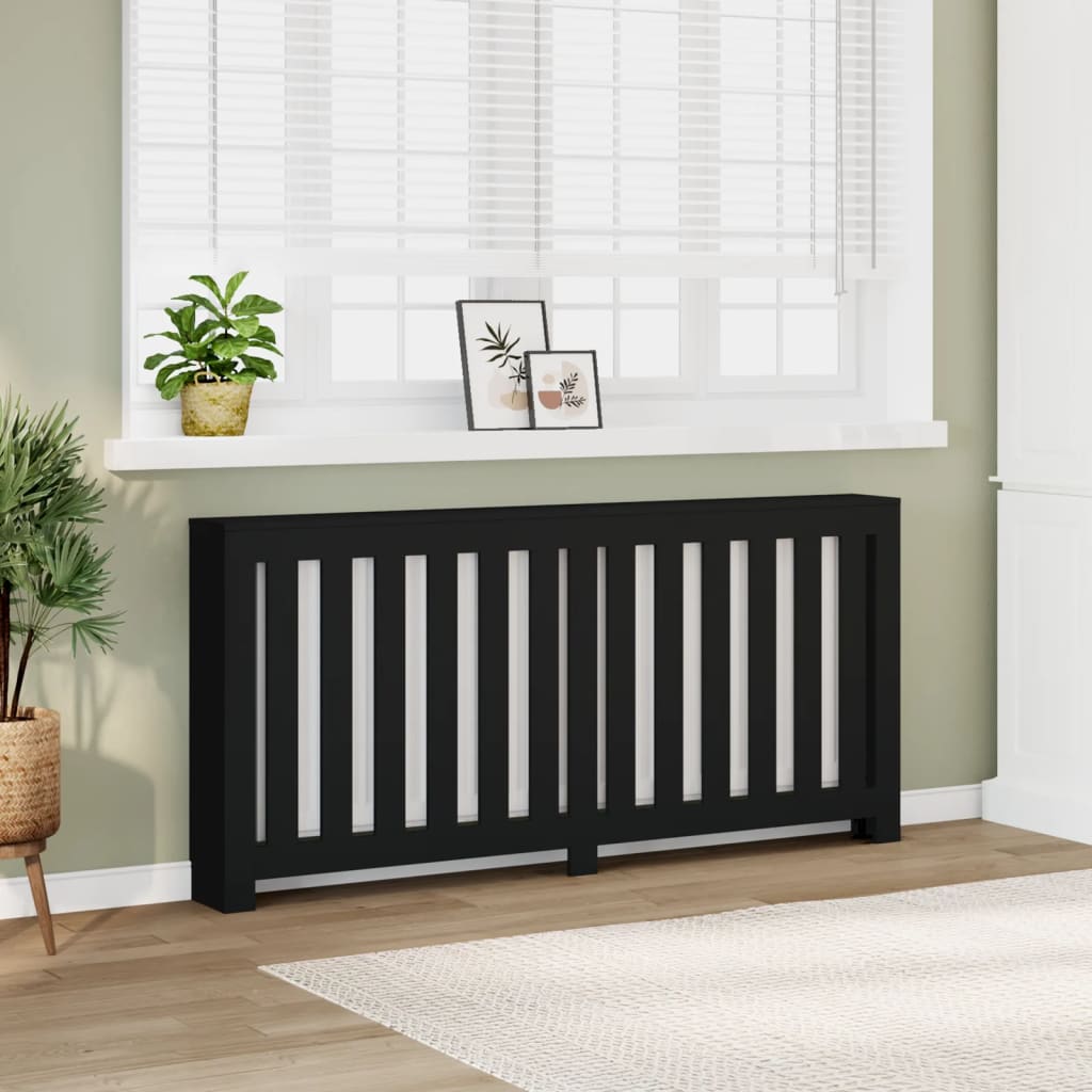 Radiator Cover Black 175 x 20 x 82 cm Engineered Wood