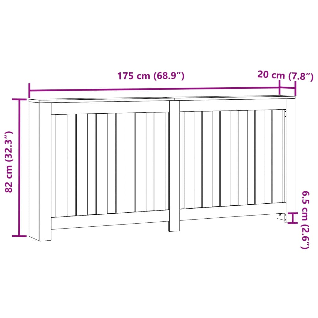 Radiator Cover Smoked Oak 175 x 20 x 82 cm Engineered Wood