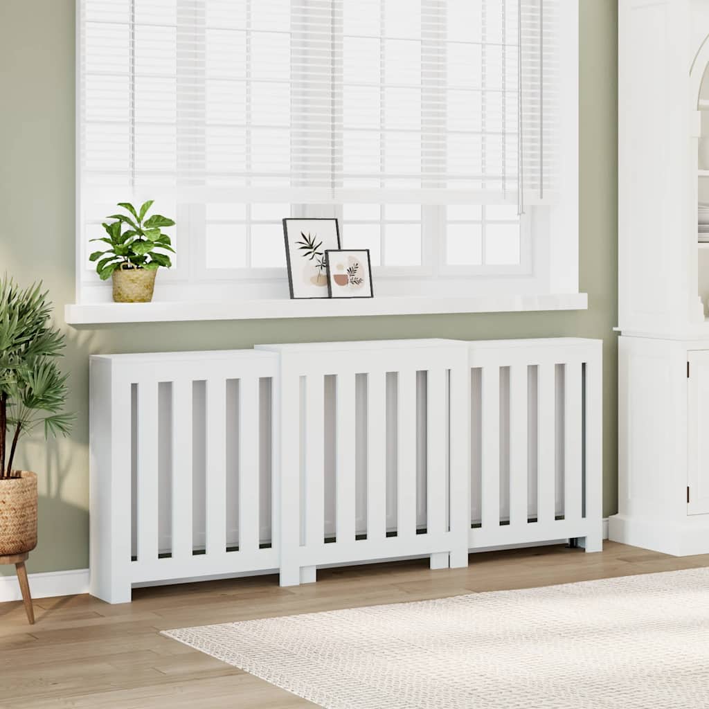 Radiator Cover White 205 x 21.5 x 83.5 cm Engineered Wood