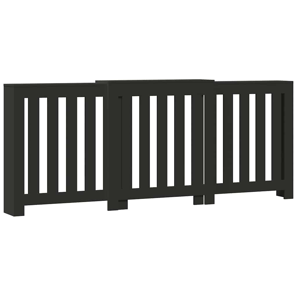 Radiator Cover Black 205 x 21.5 x 83.5 cm Engineered Wood