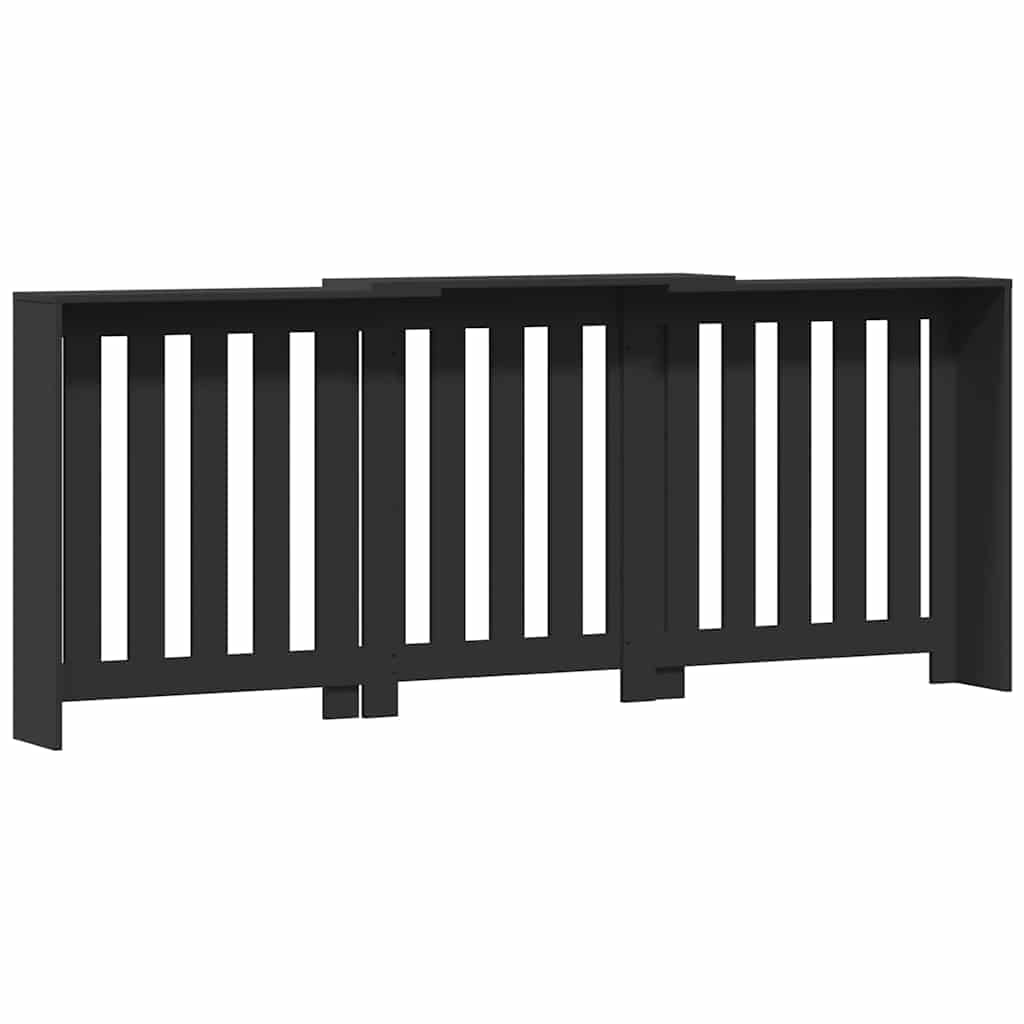 Radiator Cover Black 205 x 21.5 x 83.5 cm Engineered Wood