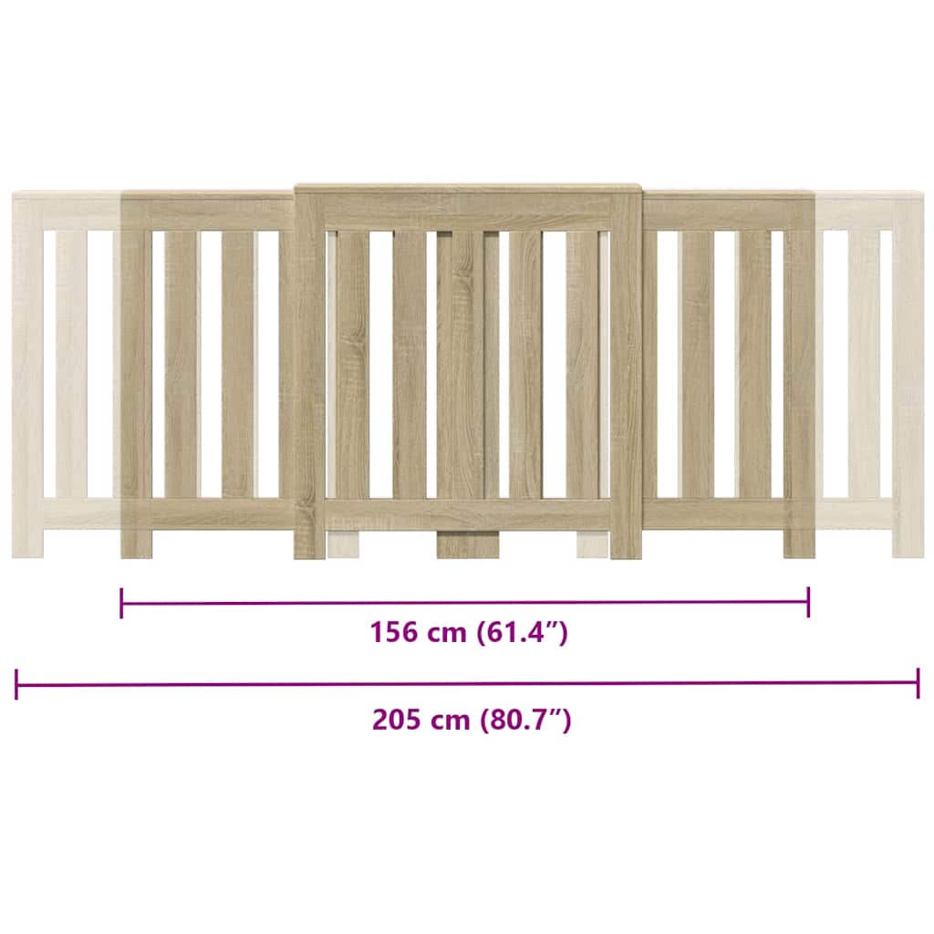 Radiator Cover Sonoma Oak 205 x 21.5 x 83.5 cm Engineered Wood