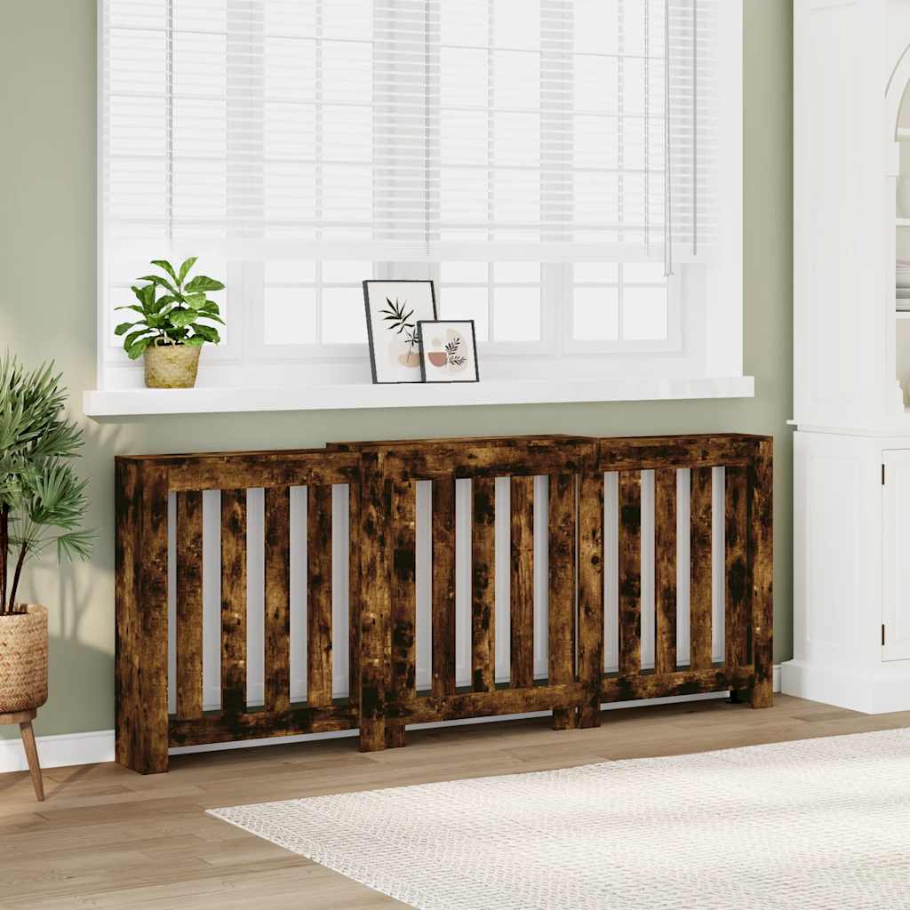 Radiator Cover Smoked Oak 205 x 21.5 x 83.5 cm Engineered Wood