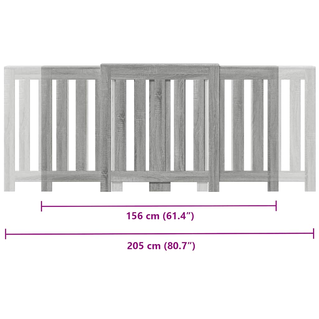 Radiator Cover Grey Sonoma 205 x 21.5 x 83.5 cm Engineered Wood